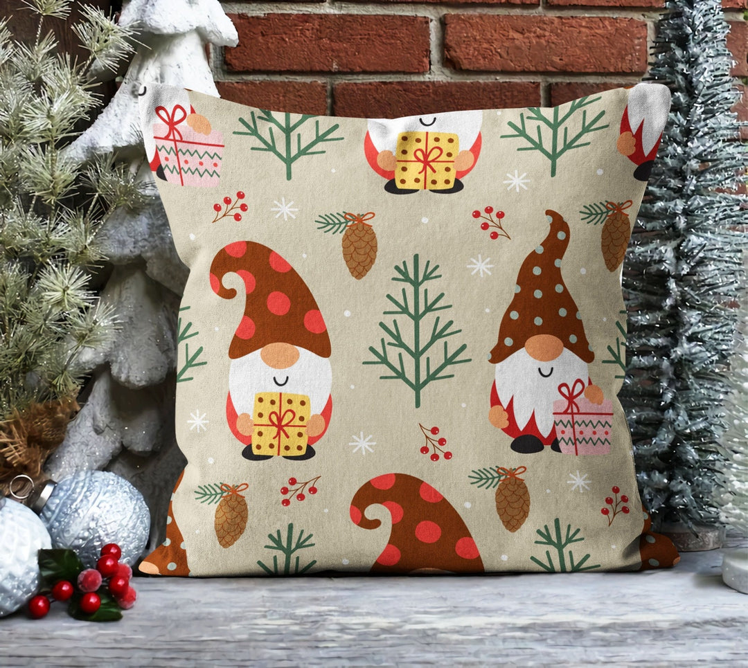 Christmas Pillow Covers|Dwarf Santa Gnome Pillow|Decorative Winter Pillow Case|Xmas Throw Pillow Top|Xmas Gift Ideas|Christmas Tree Decor