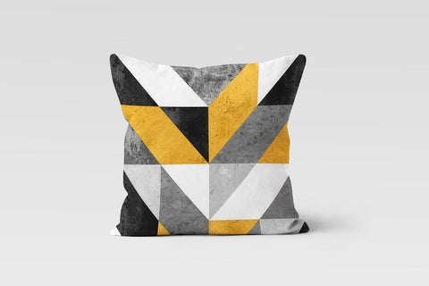 Abstract Geometric Pillow Cover|Black Yellow Gray Cushion Case|Decorative Pillow Case|Boho Bedding Home Decor|Cozy Home Decor|Outdoor Pillow