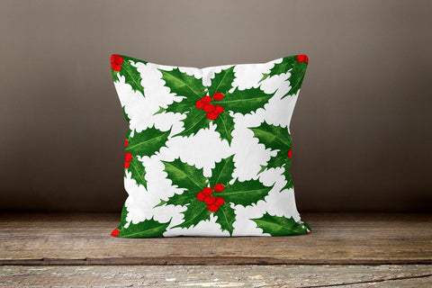 Christmas Pillow Covers|Xmas Home Decor|Winter Pillow Case|Floral Red Berries and Flowers Pillow Cover|Housewarming Red Green Home Decor