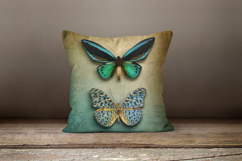 Butterfly Pillow Case|Blue Butterfly Pillow Cover|Decorative Throw Pillow|Housewarming Boho Pillow Cover|Farmhouse Style Porch Cushion Case