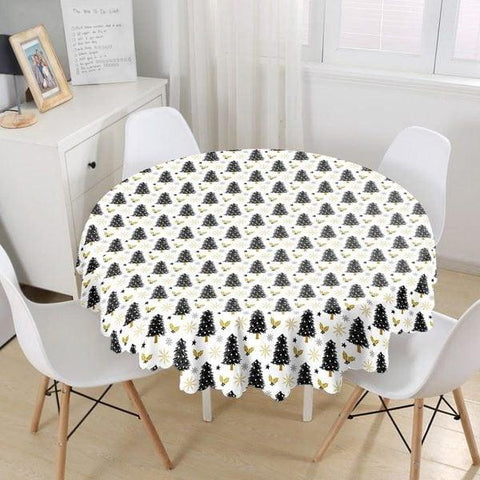 Christmas Tablecloth|Pine Tree Print Round Table Linen|Housewarming Xmas Tree Kitchen Decor|Farmhouse Style Tablecloth|Circle Design Table