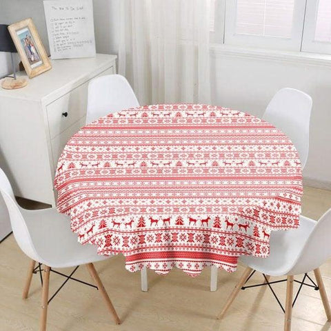 Christmas Tablecloth|Round Xmas Deer Table Linen|Housewarming Pine Cone Kitchen Decor|Winter Trend Tablecloth|Circle Pine Tree Table Top