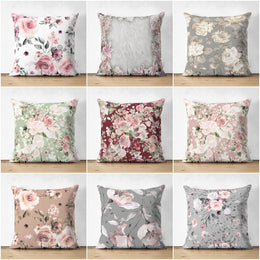 Floral Pillow Cover|Summer Trend Cushion Case|Pale Color Flower Home Decor|Heartwarming Floral Suede Cushion|Spring Trend Throw Pillow Cover