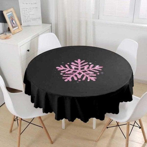 Snowflake Tablecloth|Winter Trend Round Table Linen|Special Design Xmas Kitchen Decor|Geometric Tablecloth|Circle Design Xmas Tablecloth