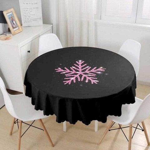 Snowflake Tablecloth|Winter Trend Round Table Linen|Special Design Xmas Kitchen Decor|Geometric Tablecloth|Circle Design Xmas Tablecloth