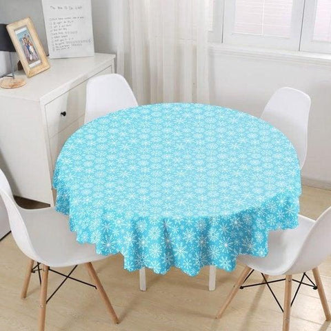 Winter Trend Tablecloth|Round Snowflake and Pine Tree Table Linen|Housewarming Zigzag Xmas Kitchen Decor|Decorative Circle Christmas Table