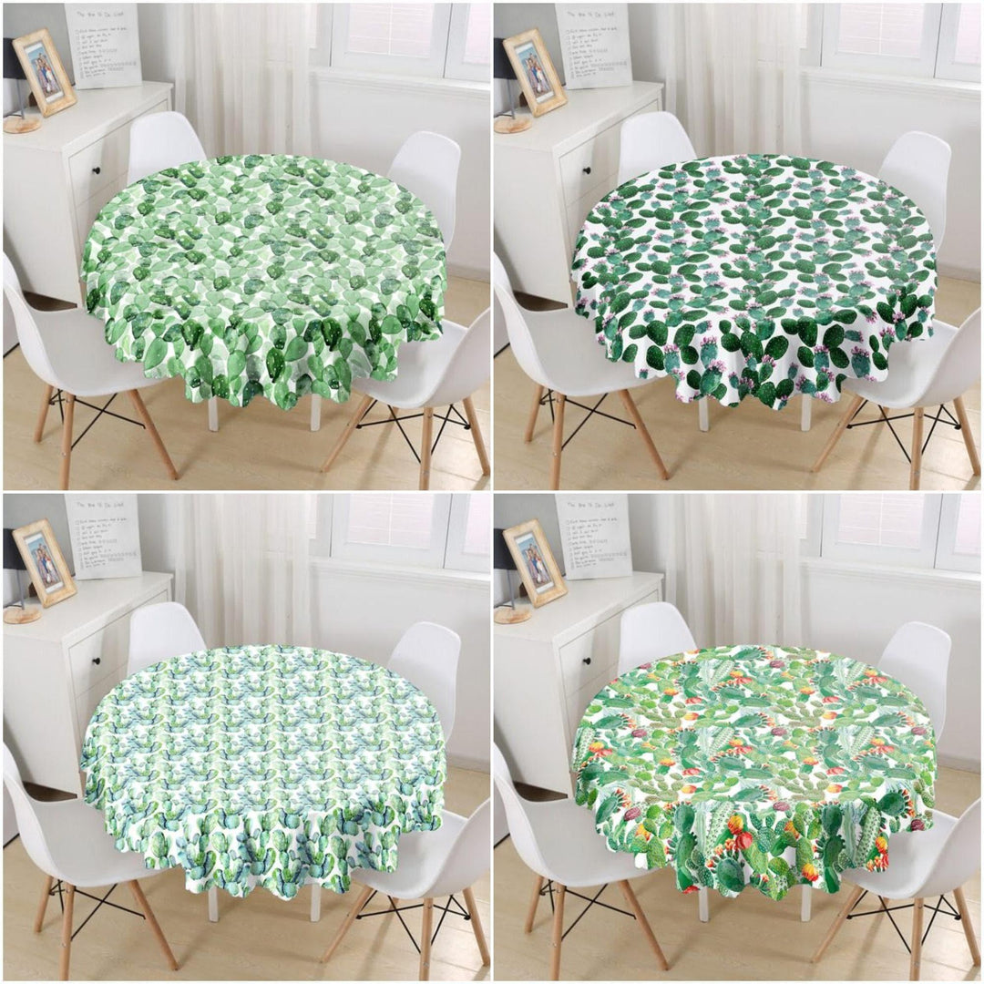 succulent tablecloth Round Green Cactus Table Top