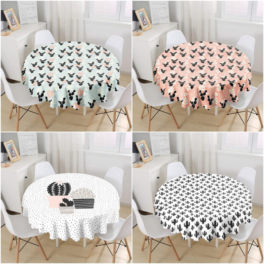 succulent table cloth Round Black Succulent Table Linen