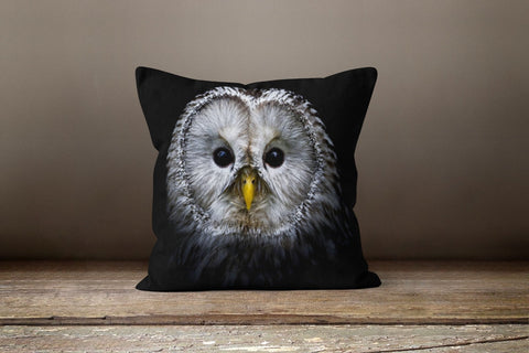 Owl Pillow Case|Animal Print Cushion Case|Cute Baby Owls Pillow Cover|Decorative Pillow Sham|Housewarming Throw Pillow|Gray and Brown Owls