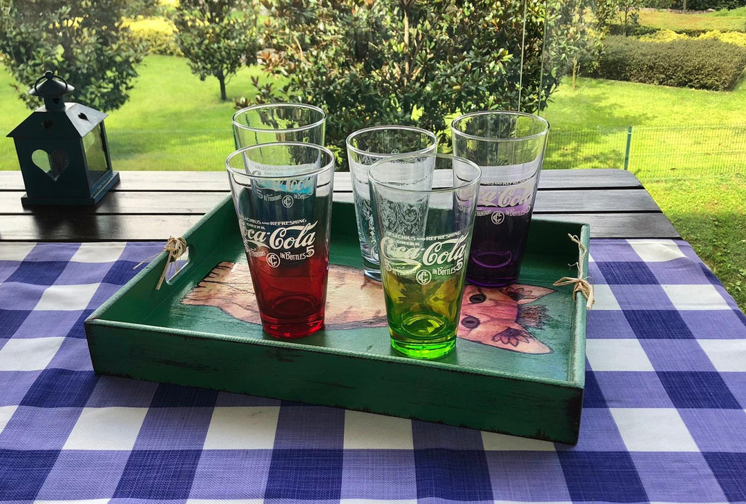 Hand Painted Cat Wooden Tray|Wooden Coffee Table Decor|Acrylic Paint Serving Tray|Housewarming Gift for Women|Cute Cat Wooden Art|Cat Love