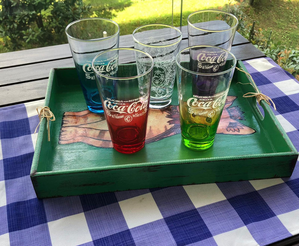 Hand Painted Cat Wooden Tray|Wooden Coffee Table Decor|Acrylic Paint Serving Tray|Housewarming Gift for Women|Cute Cat Wooden Art|Cat Love