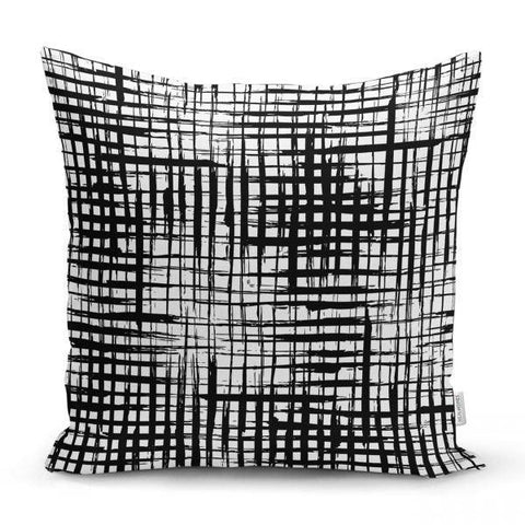 Plaid Pillow Cover|Checkered Black White Pillow Case|Abstract Geometric Cushion Cover|Decorative Pillow Case|Modern Style Authentic Pillow