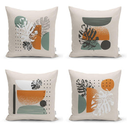 Abstract Pillow Cover|Onedraw Pots and Leaves Pillow Top|Geometric Shapes Cushion Cover|Decorative Pillow Case|Farmhouse Authentic Pillow