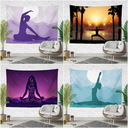 Meditation and Yoga Wall Tapestry|Woman Doing Yoga Wall Hanging Art Decor|Be in Harmony with Yourself Fabric Wall Art|Boho Style Tapestry