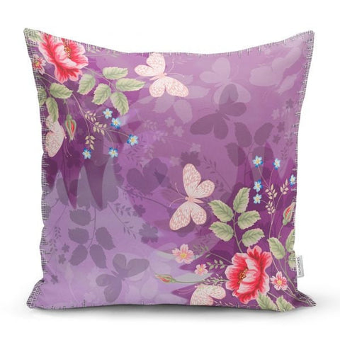 Butterfly Pillow Case|Floral Butterfly Cushion Cover|Decorative Throw Pillow Top|Housewarming Boho Pillow Cover|Farmhouse Porch Cushion Case