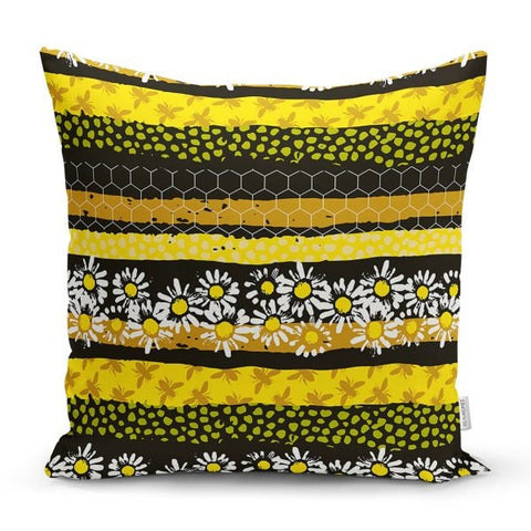 Bees and Butterflies Pillow Case|Floral Butterfly Cushion Case|Decorative Throw Pillow Top|Housewarming Pillow Cover|Farmhouse Porch Cushion
