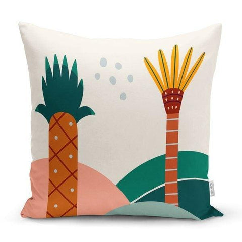 Abstract Palm Tree Pillow Cover|Sun and Moon Over The Mountains Cushion Case|Boho Bedding Pillow Top|Farmhouse Living Room Throw Pillow Case
