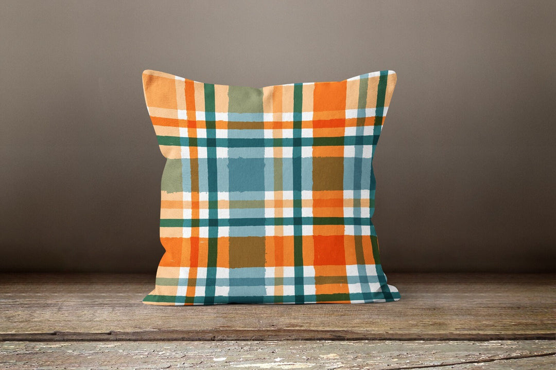 Thanksgiving Pillow Cover|Orange Leaves in Basket Cushion Case|Happy Thanksgiving Throw Pillow|Housewarming Autumn Trend Plaid Pillow Top