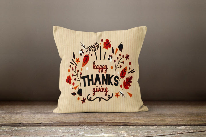 Thanksgiving Pillow Cover|Orange Leaves in Basket Cushion Case|Happy Thanksgiving Throw Pillow|Housewarming Autumn Trend Plaid Pillow Top