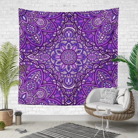 Mandala Wall Tapestry|Decorative Purple Turquoise Wall Hanging Art Decor|Authentic Circle Pattern Fabric Wall Art|Boho Geometric Tapestry