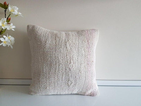 Vintage Hemp Pillow Cover|Turkish Rug Pillow Cover|Antique Ottoman Throw Pillow Cover|Boho Bedding Decor|Handwoven Hemp Cushion Case 16x16