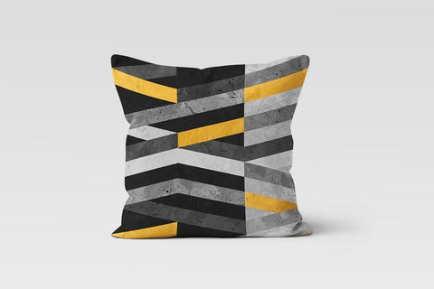 Abstract Geometric Pillow Cover|Black Yellow Gray Cushion Case|Decorative Pillow Case|Boho Bedding Home Decor|Cozy Home Decor|Outdoor Pillow