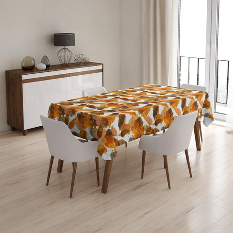 Fall Trend Tablecloth|Green Orange and Brown Leaves Tabletop|Leaves and Acorn Print Table Cover|Housewarming Farmhouse Style Table Cover