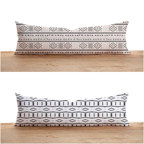 Long Lumbar Pillow Case|Boho Aztec Tribal Bolster Pillow Cover|Southwestern Farmhouse Oversized Lumbar Pillow|Nordic Scandinavian Long Decor