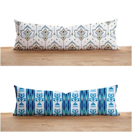 Long Lumbar Pillow Case|Decorative Bolster Pillow Cover|Southwestern Farmhouse Oversized Lumbar Pillow|Geometric Design Long Bedding Decor