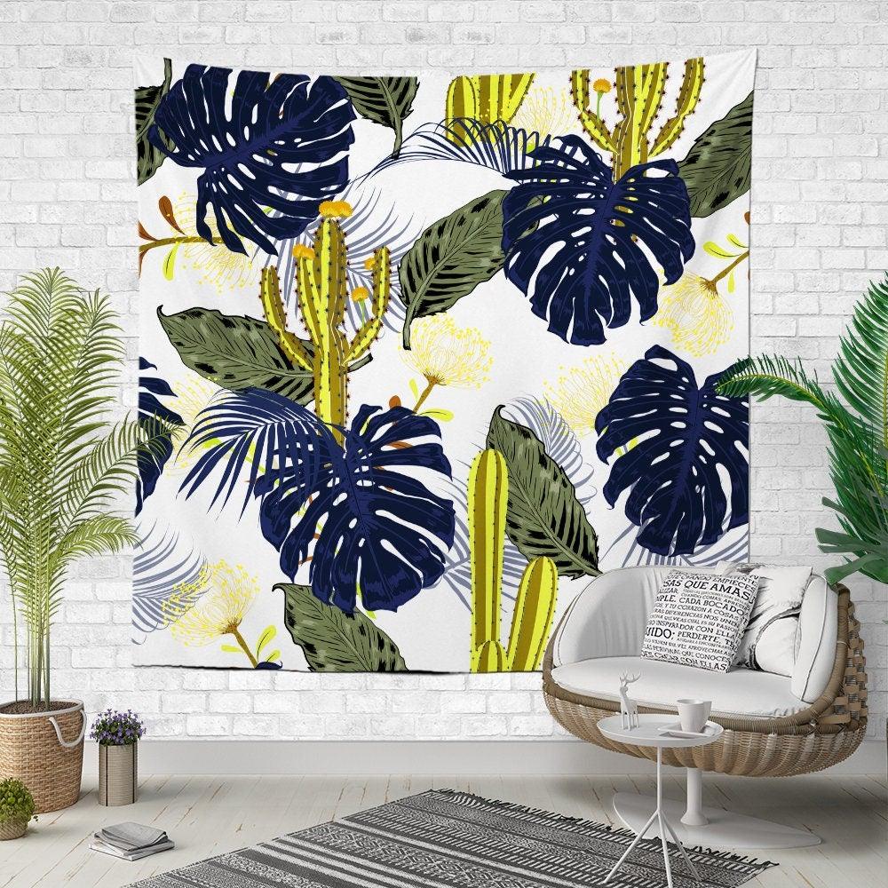 hanging plant tapestry Decorative Colorful Plants Wall Tapestry – Akasia