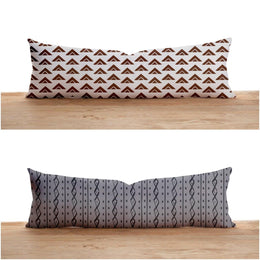Long Lumbar Pillow Case|Boho Aztec Tribal Bolster Pillow Cover|Southwestern Farmhouse Oversized Lumbar Pillow|Nordic Scandinavian Pillow Top