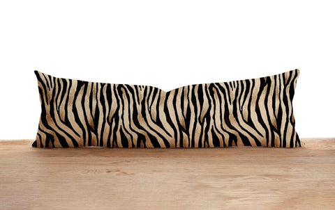 Long Lumbar Pillow Case|Decorative Bolster Pillow Cover|Zebra and Leopard Skin Print Oversized Lumbar Pillow|Geometric Long Bedding Decor