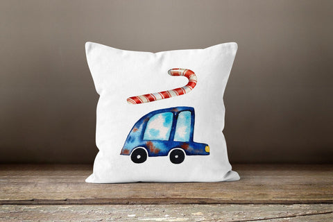 Christmas Pillow Cover|Pine Tree Cushion Case|Winter Trend Pillow Top|Bird Nest with Merry Christmas Throw Pillow|Blue and Yellow Car Pillow
