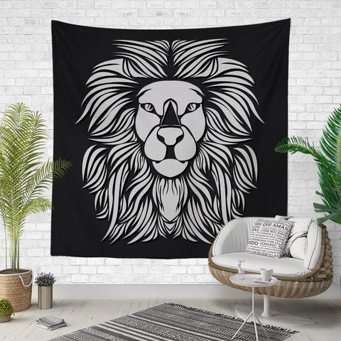 Lion Wall Tapestry|Animal Print Wall Hanging Art Decor|Housewarming Square Fabric Wall Art|Decorative Carnivora Tapestry|Rainbow Lion Print