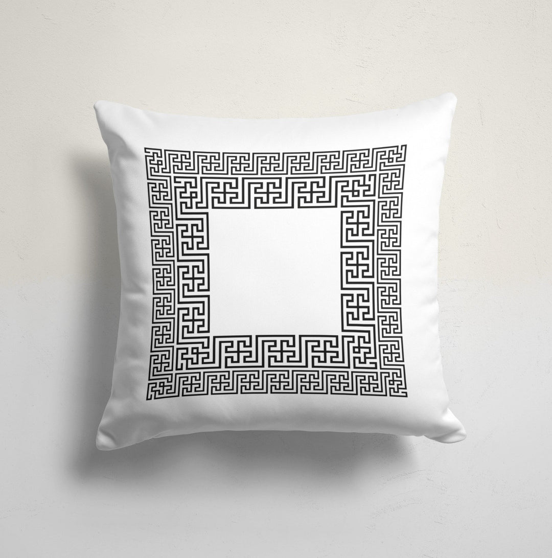 Greek Key Pillow Cover|Black White Cushion Case|Decorative Geometric Pillowcase|Boho Bedding Home Decor|Cozy Home Decor|Outdoor Pillow Top