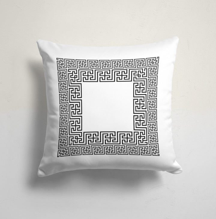 Greek Key Pillow Cover|Black White Cushion Case|Decorative Geometric Pillowcase|Boho Bedding Home Decor|Cozy Home Decor|Outdoor Pillow Top