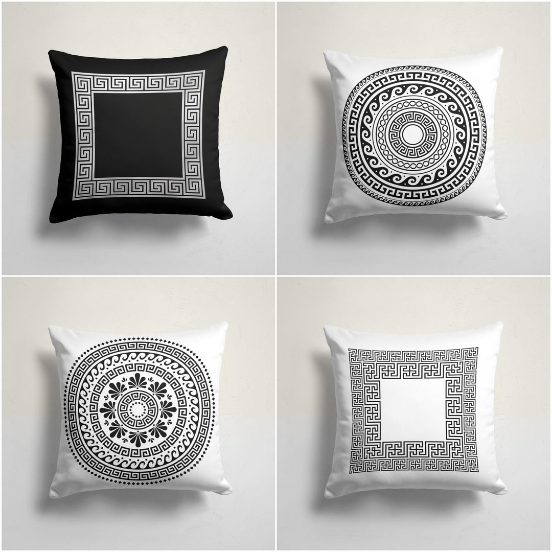 Greek Key Pillow Cover|Black White Cushion Case|Decorative Geometric Pillowcase|Boho Bedding Home Decor|Cozy Home Decor|Outdoor Pillow Top