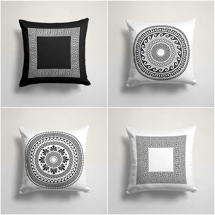 Greek Key Pillow Cover|Black White Cushion Case|Decorative Geometric Pillowcase|Boho Bedding Home Decor|Cozy Home Decor|Outdoor Pillow Top