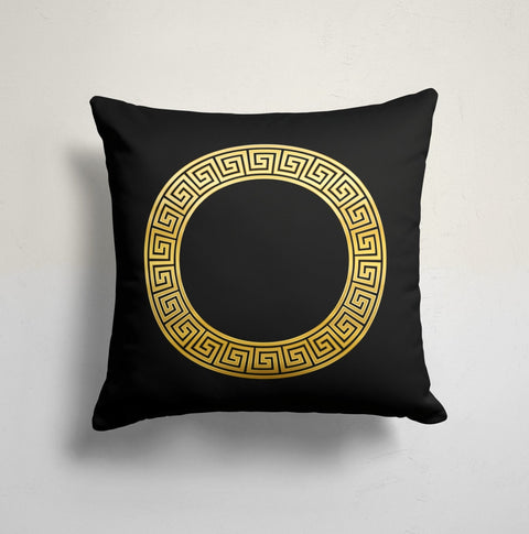 Greek Key Pillow Cover|Black White Gold Cushion Case|Decorative Geometric Pillow|Boho Bedding Home Decor|Cozy Home Decor|Outdoor Pillow Top