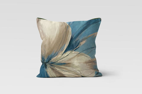 Decorative Blue Pillow Case|Farmhouse Style Blue and Beige Home Decor|Boho Pillow Top|Floral Cushion Case|Housewarming Throw Pillow Cover