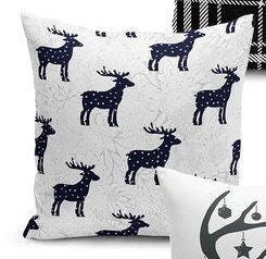 Set of 4 Christmas Pillow Covers and 1 Table Runner|Winter Trend Plaid Merry Christmas Home Decor|Black White Xmas Deer Runner and Cushion