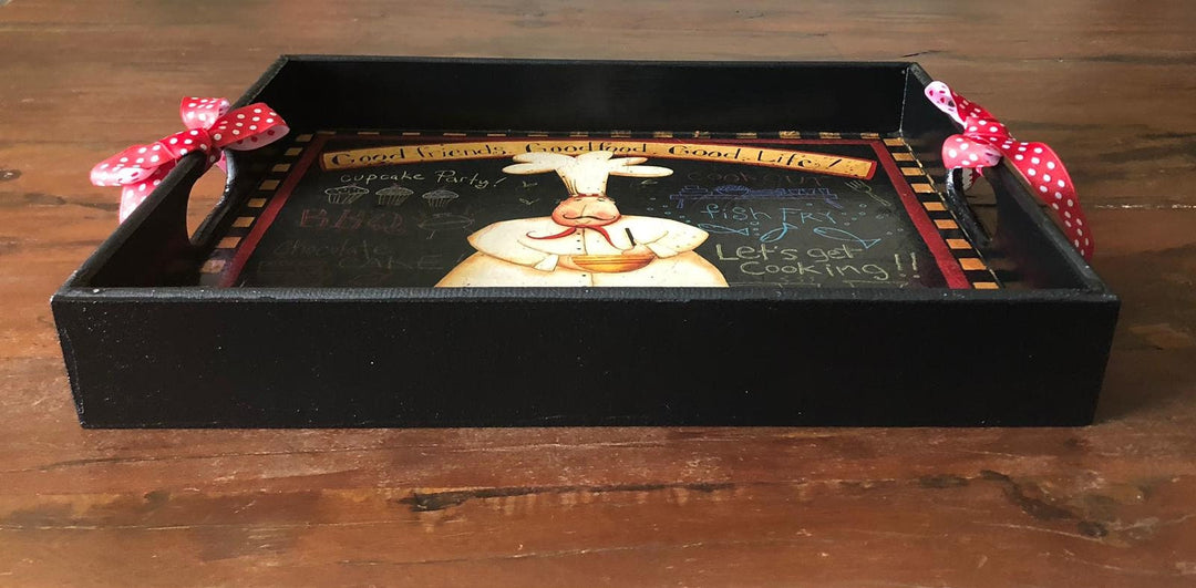 Hand Painted Chef Tray|Wooden Decor|Custom Table Decor|Acrylic Paint|Serving Tray|Home Decor|Gift for Women|Wooden Art|Housewarming Gift
