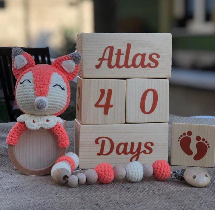 Set of 5 Custom Wooden Name Blocks|Personalized Baby Name Sign Cube|Nursery Decor For Baby|Wood Baby Shower Gift|New Mom Gift|Age Block Deco