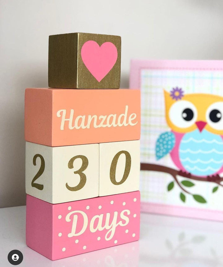 Set of 5 Custom Wooden Name Blocks|Personalized Baby Name Sign Cube|Nursery Decor For Baby|Wood Baby Shower Gift|New Mom Gift|Age Block Deco