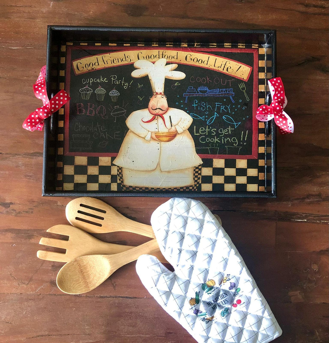 Hand Painted Chef Tray|Wooden Decor|Custom Table Decor|Acrylic Paint|Serving Tray|Home Decor|Gift for Women|Wooden Art|Housewarming Gift