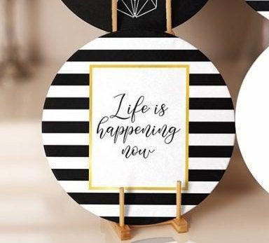 Christmas Placemat|Set of 6 Xmas Supla Table Mat|Buckhorn and Feather Round Dining Underplate|Life is Happening Now Print Winter Coaster Set