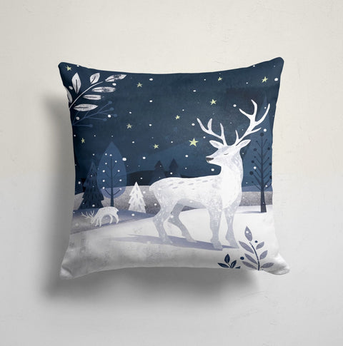 Christmas Pillow Cover|Xmas Deer Cushion Case|Deer and Snow Pillowcase|Xmas Home Decor|Xmas Gift Ideas|Deer Home Decor|Farmhouse Xmas Gift