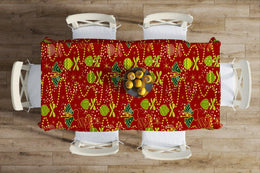 Christmas Table Cloths|Rectangle Home Decor Table Cloth|Housewarming Xmas Table Cover|Snowman and Xmas Bell Table Decor|Outdoor Table Cloth