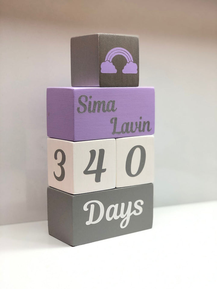 Set of 5 Custom Wooden Name Blocks|Personalized Baby Name Sign Cube|Nursery Decor For Baby|Wood Baby Shower Gift|New Mom Gift|Age Block Deco