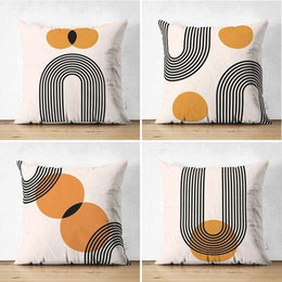 Set of 4 Abstract Pillow Covers|Stripes and Dots Pillow Cover|Decorative Pillow Case|Geometric Outdoor Cushion|Farmhouse Throw Pillow Case